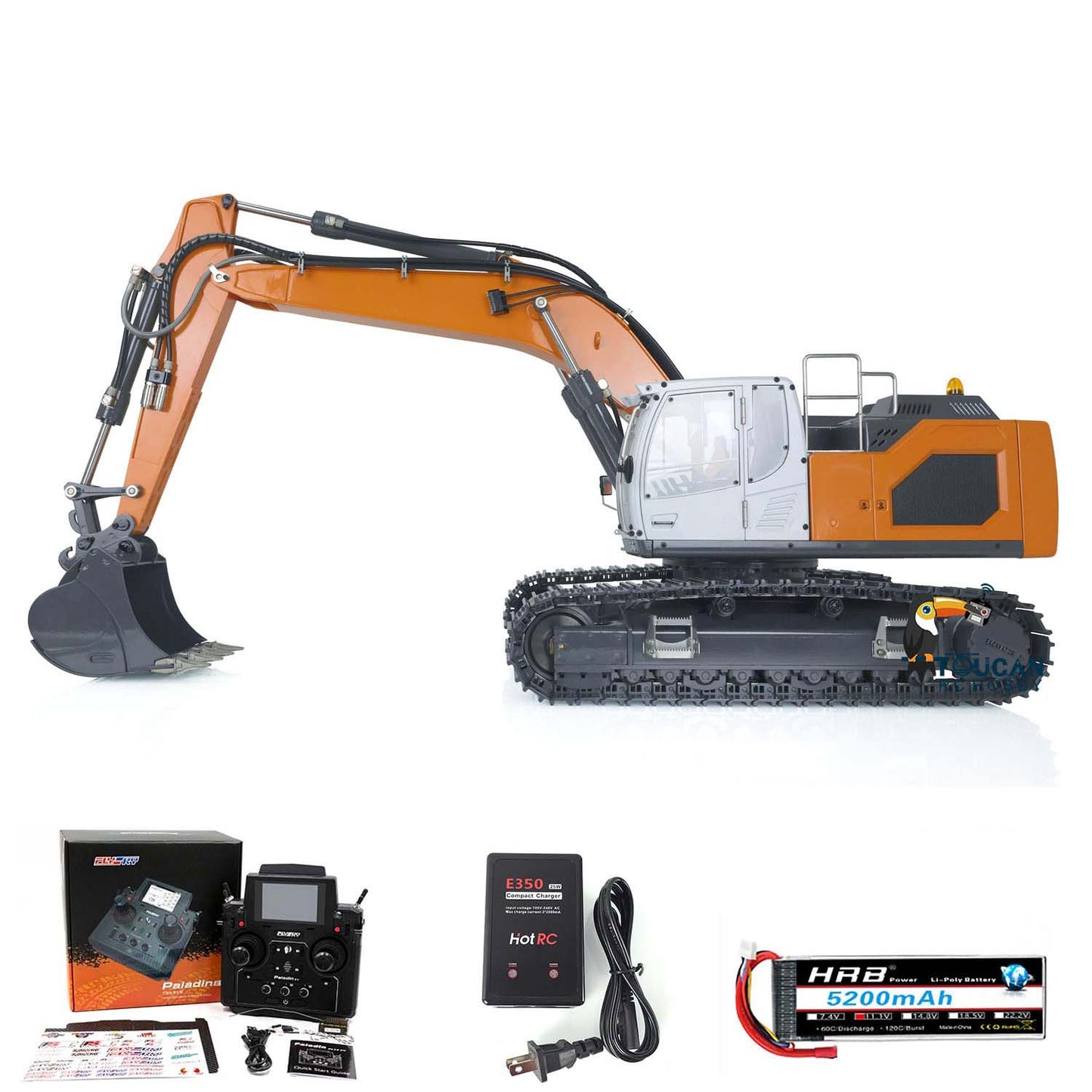 XDRC 1/14 Metal Assembled Hydraulic RTR RC Excavator Upgraded 5CH Valve RC Digger 945 W/ PL18EV Controller Light Sound System