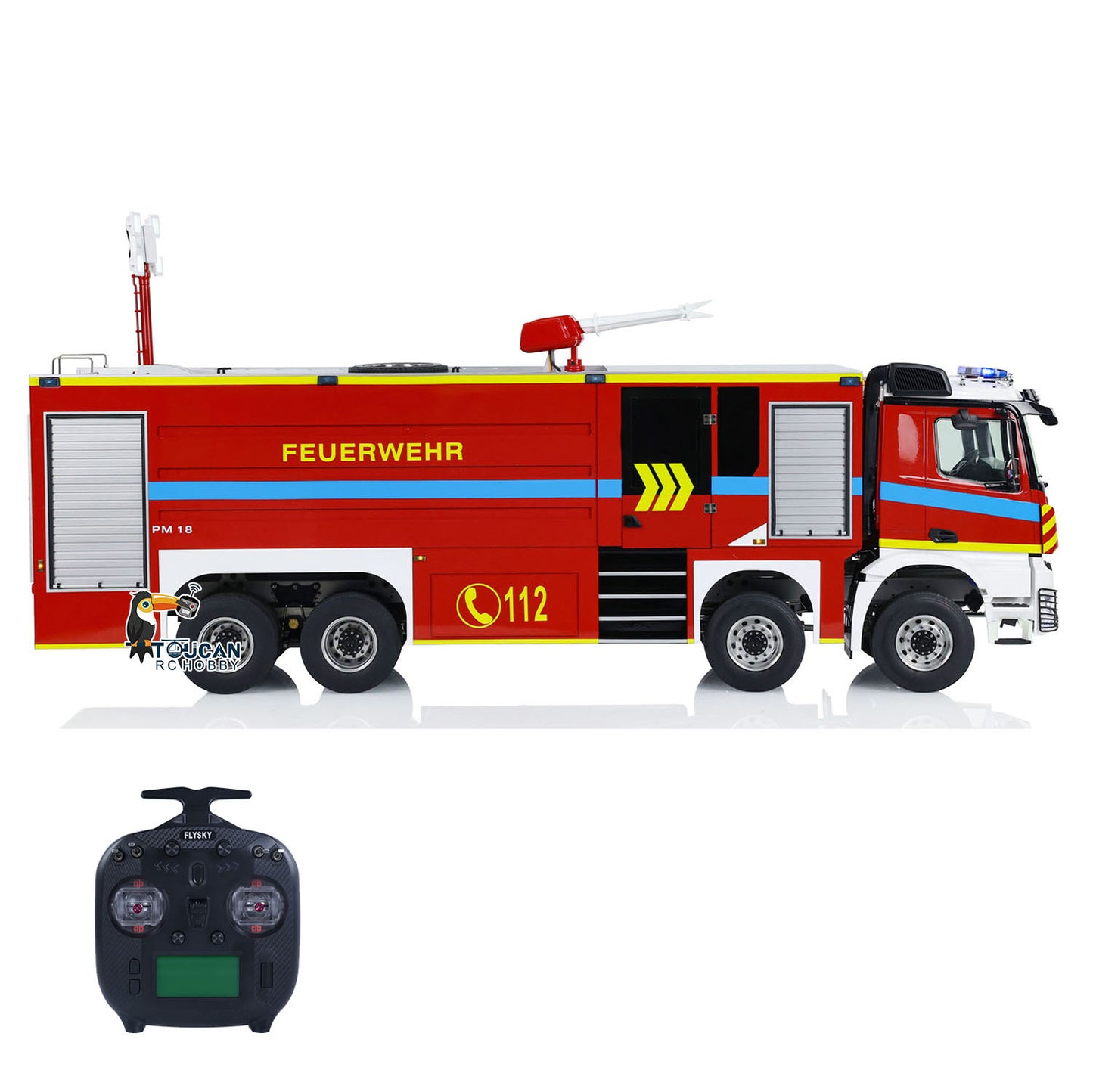 1/14 RC Fire Fighting Truck 8x8 Radio Control Fire Car Light Sound Metal Chassis Assembled and Painted Motor ESC Servo