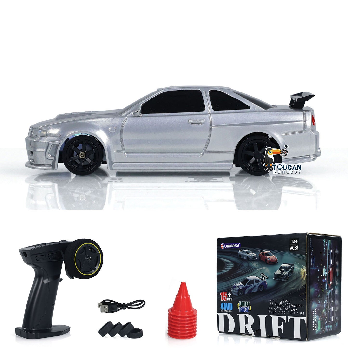 1:43 TOUOCAN HOBBY Plastic Mini Drift RC Car Race Car Toy Remote Control Radio Lights Traffic Safety Cone 11*4.5*3CM