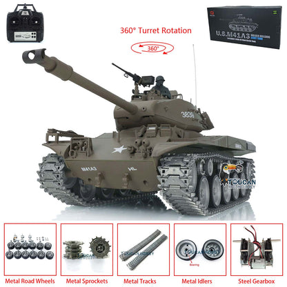 US STOCK Henglong 1/16 7.0 Customized Walker Bulldog RTR RC Tank 3839 Remote Controlled Model Smoking 360 Degree Full Metal Road Wheels