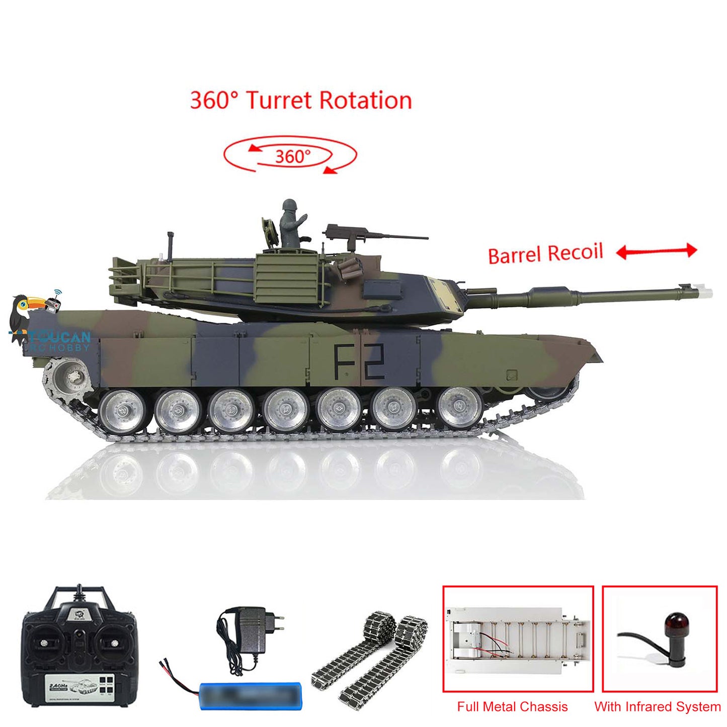HengLong 1/16 Factory Original Refitted Painted RC Tank Metal Chassis Plastic Uppper Hull RTR 3918 M1A3 Abrams Hobby Models