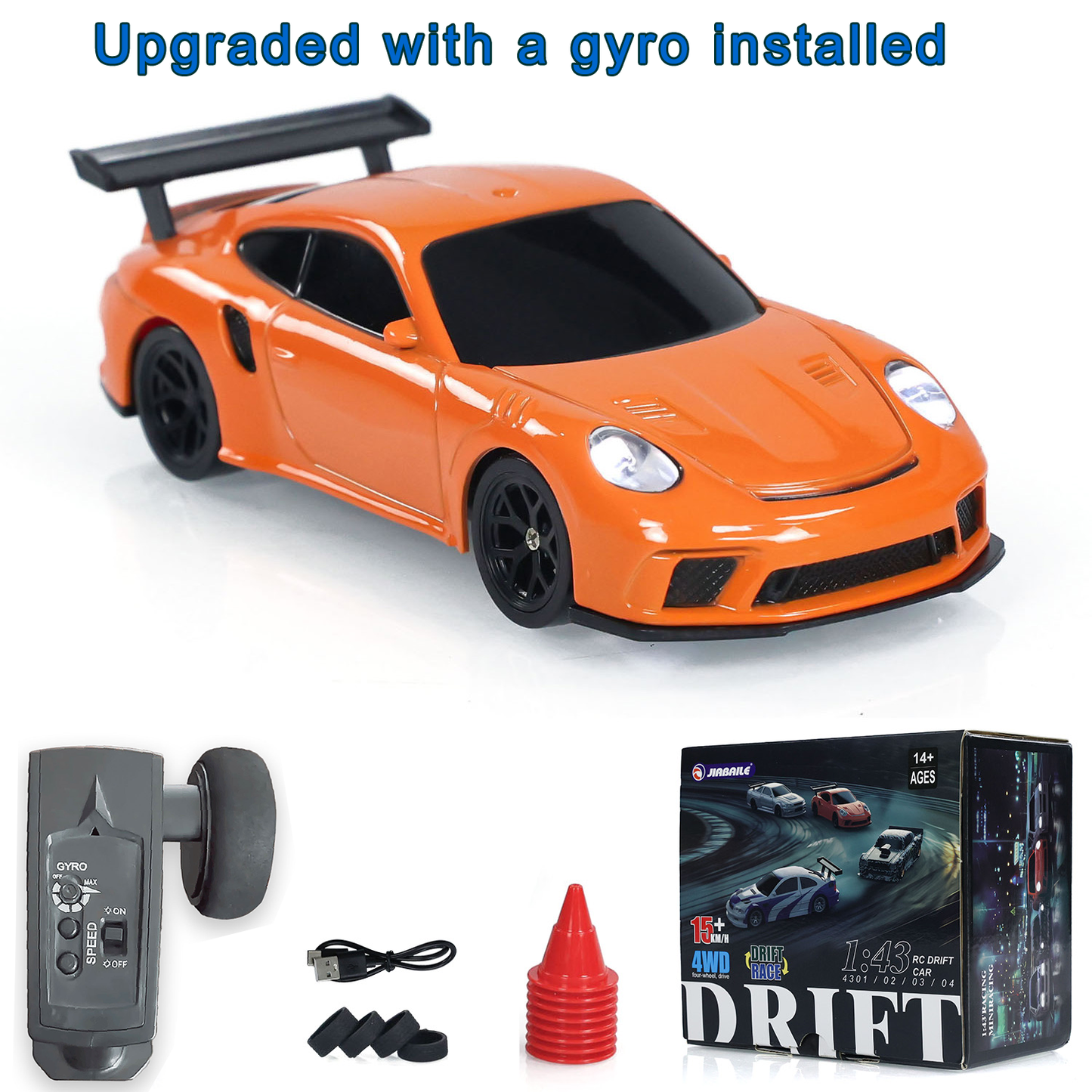 1/43 4*4 RTR 4WD RC Race Car Gyro Fully Proportional Control Speed Mini Car Toy  Traffic Cones