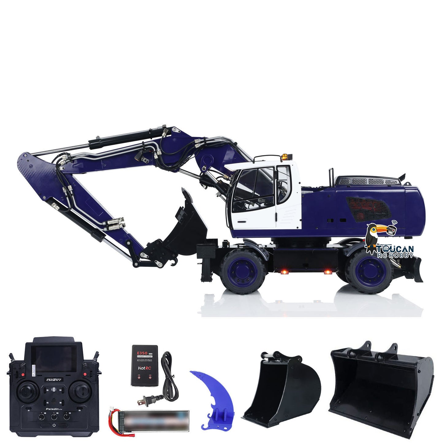 Metal 1/14 R946 Wheeled Hydraulic RC Excavator Remote Controlled Digger Simulation DIY Model Grab Ripper FlySky PL18EV