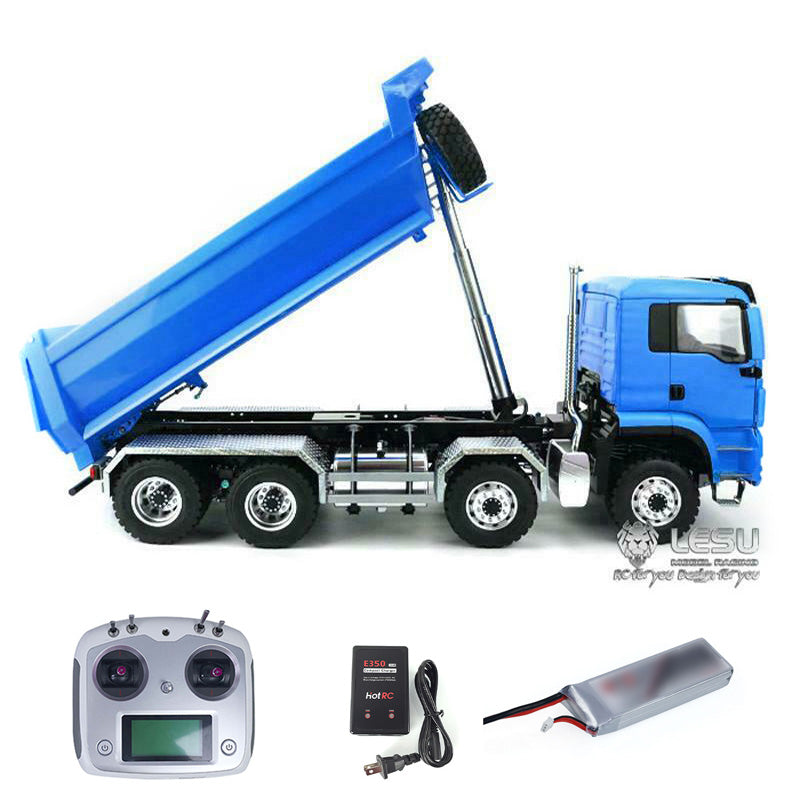 LESU 8x8 Hydraulic RC Dump Truck 1/14 RTR Metal Radio Control Tipper Car Model Assembled and Painted LED Light Sound System