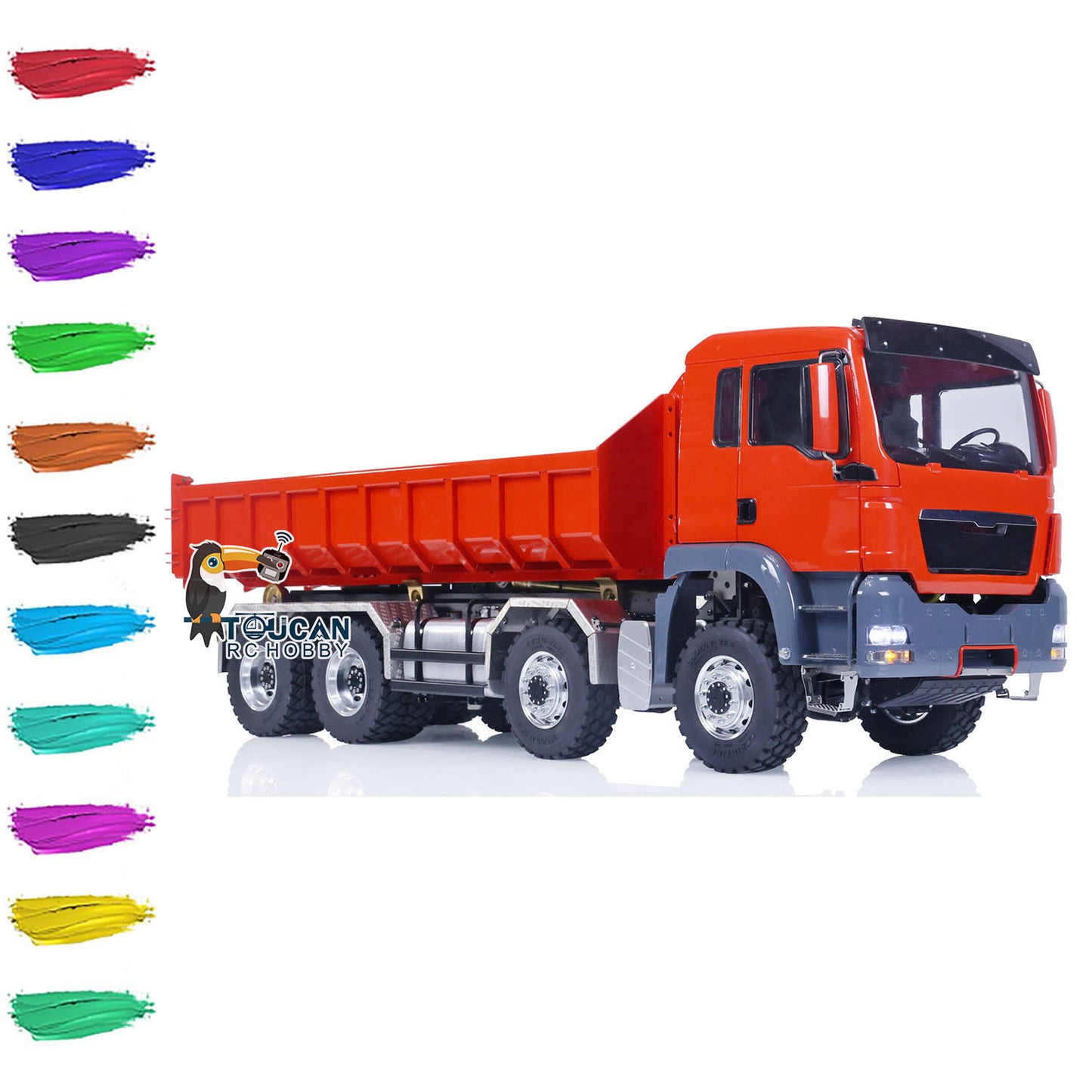 LESU 1/14 TGS 8*8 RC Hydraulic Dumper Truck Lorry Remote Control Tipper Lights Sound Two Speed ESC Motor 3T Differential Lock Steering Servo