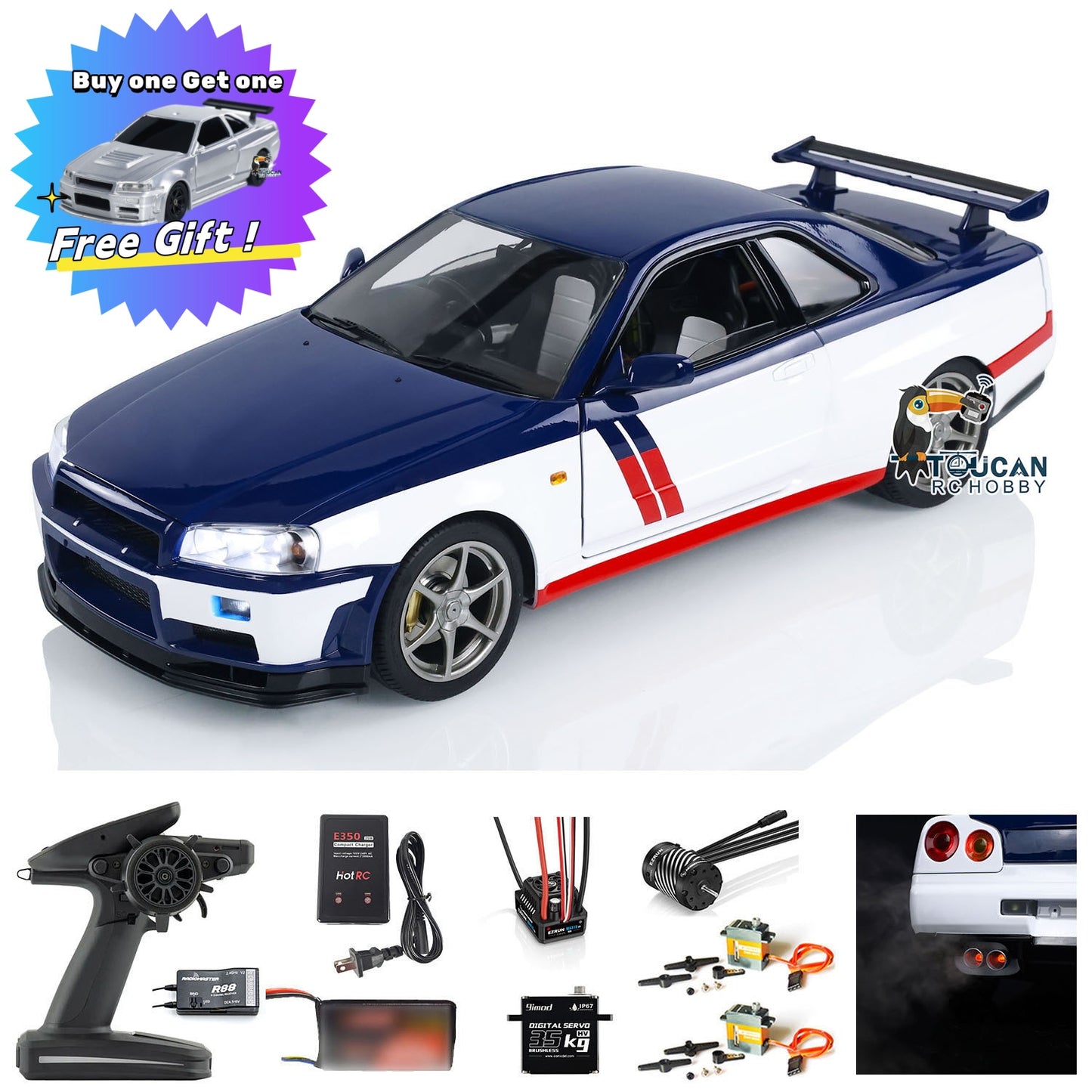Capo R34 1/8 4WD 4x4 Metal RC Racing Car Remote Control Drift Cars High Speed RTR Ready to Run Sound Smoking Optional Versions