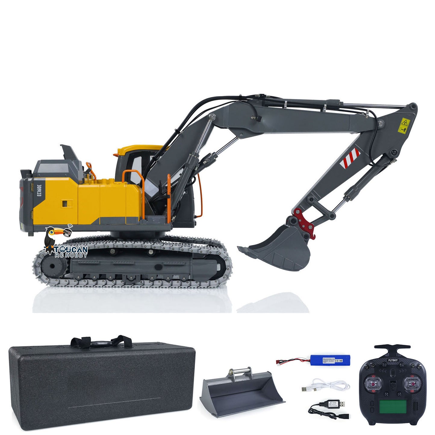 EC160E 1:14 Hydraulic 3 Arms RC Excavator Remote Control Diggers Standard Version Painted and Assembled CNC 3 Arms Upgraded Set