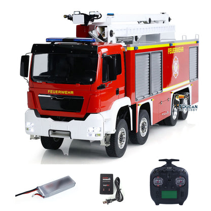 1/14 Metal Chassis RTR Rescue Fire Vehicle 8x4 RC High-reach Snozzle Fire Truck ST8 Radio System Battery 3363 Model Car