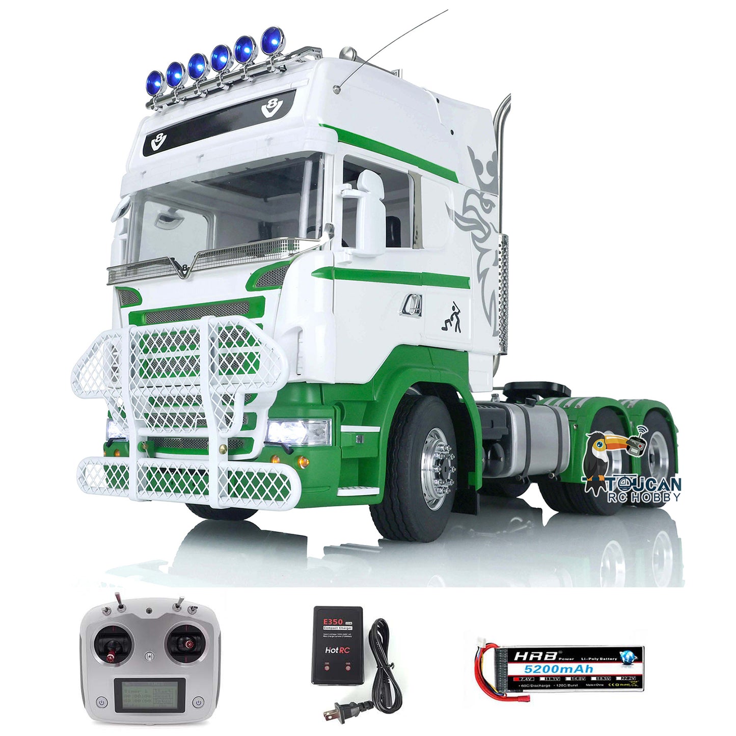 IN STOCK Customized 1/14 Scale LESU Remote Controlled Tractor Truck for 6x6 Remote Control Cars Model Metal Chassis Battery & Radio System & Charger