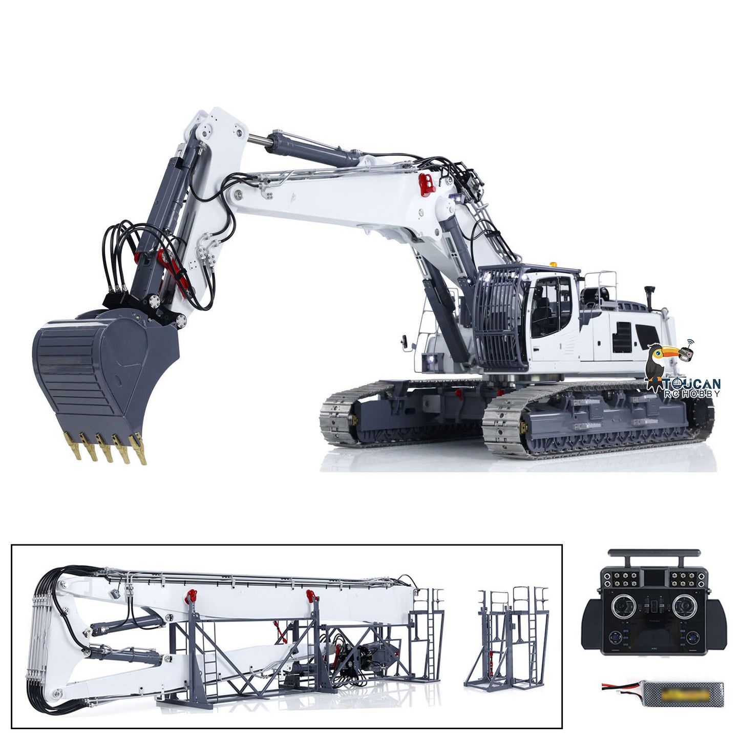 LESU 1/14 RC Heavy Full Hydraulic Demolition Excavator Aoue LR960 XE Two Type Digging Arms RTR Model Digger Construction Car