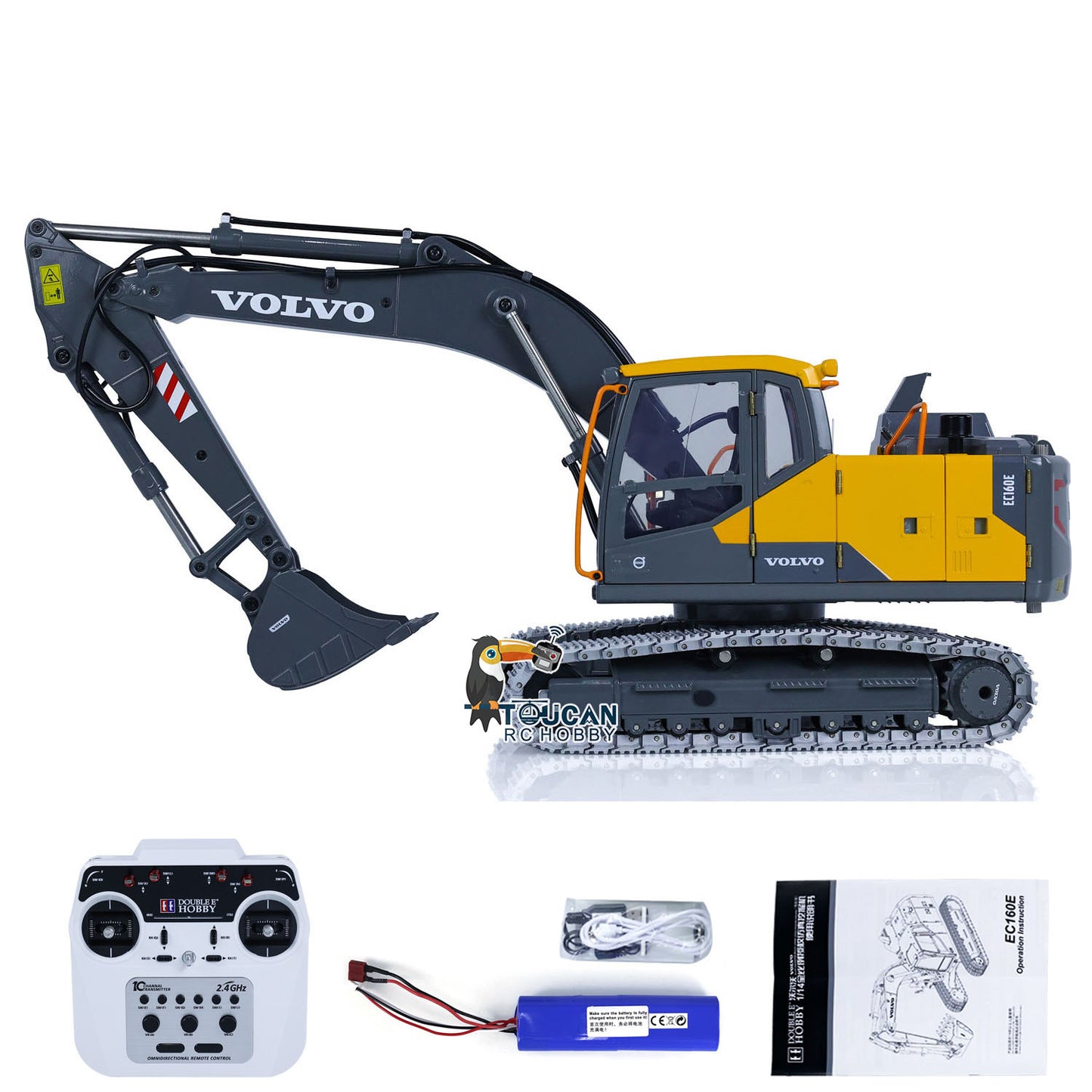 1:14 DoubleE E010 EC 160E Full Alloy Metal RC Excavator Radio Controlled Engineering Vehicle Toys Hobby Model DIY