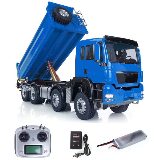 LESU 8x8 1/14 RC Hydraulic Lifting Dumper Truck Model Radio Control Painted Car 540 Power Motor 2-speed High Torque Transmission