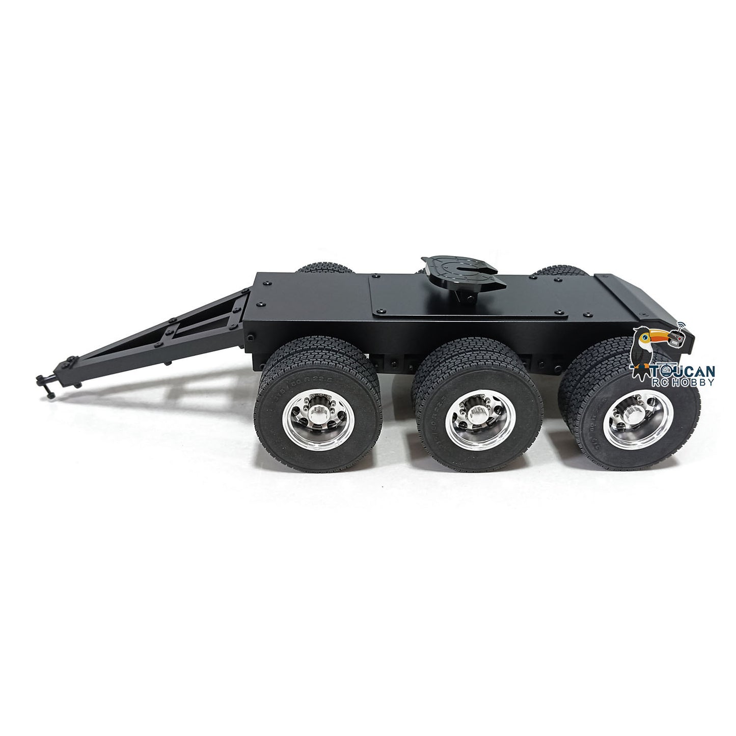 Metal 3 Axles Trailer with Fifth-wheel Traction for 1/14 RC Tractor Truck Lorry Car Hydraulic Dumper Loader Model Vehicles