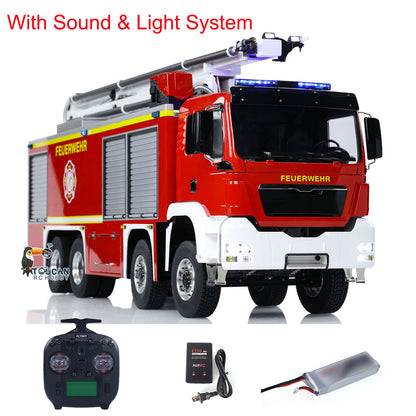 1/14 Metal Chassis RTR Rescue Fire Vehicle 8x4 RC High-reach Snozzle Fire Truck ST8 Radio System Battery 3363 Model Car