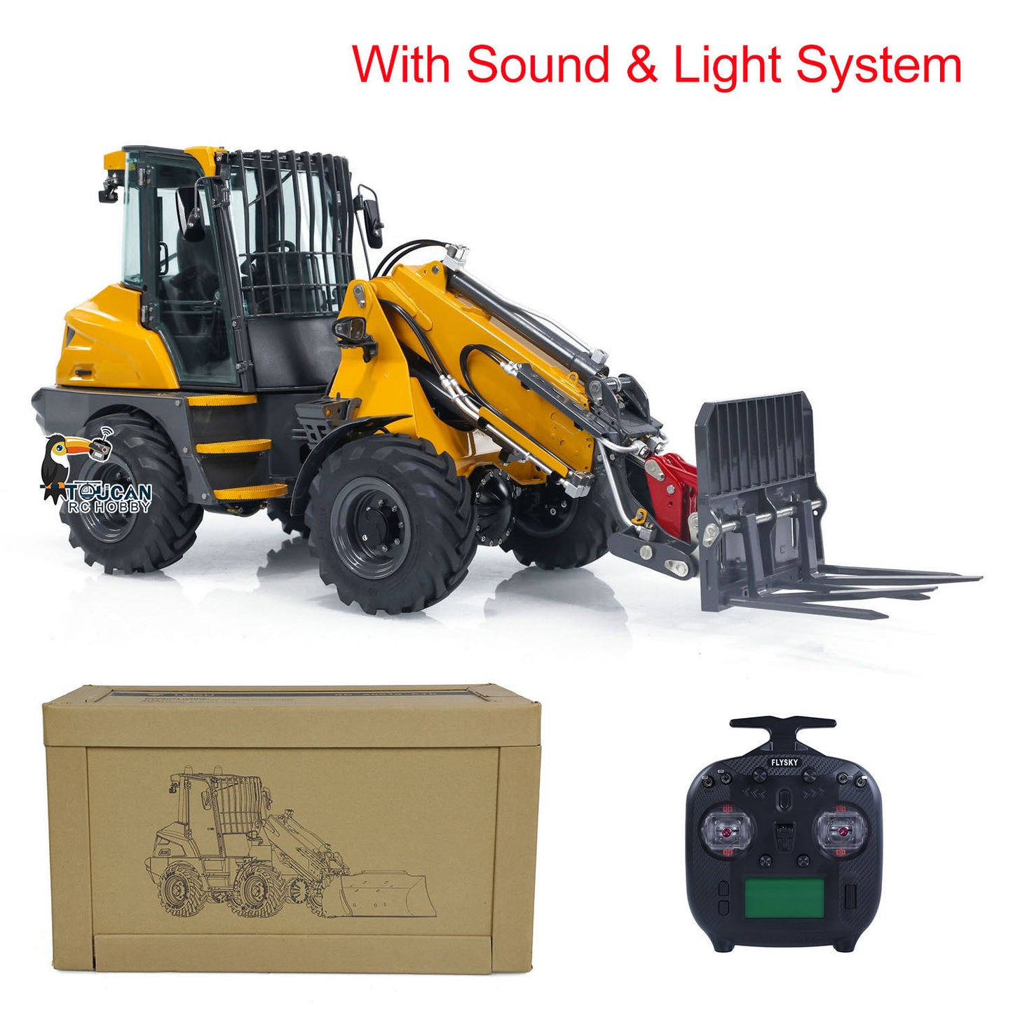 US STOCK LESU AT1050 1/14 Hydraulic RC Telescopic Arm Fork Loader Painted Assembled Loader Car Remote Control Construction Vehicles ST8 Radio