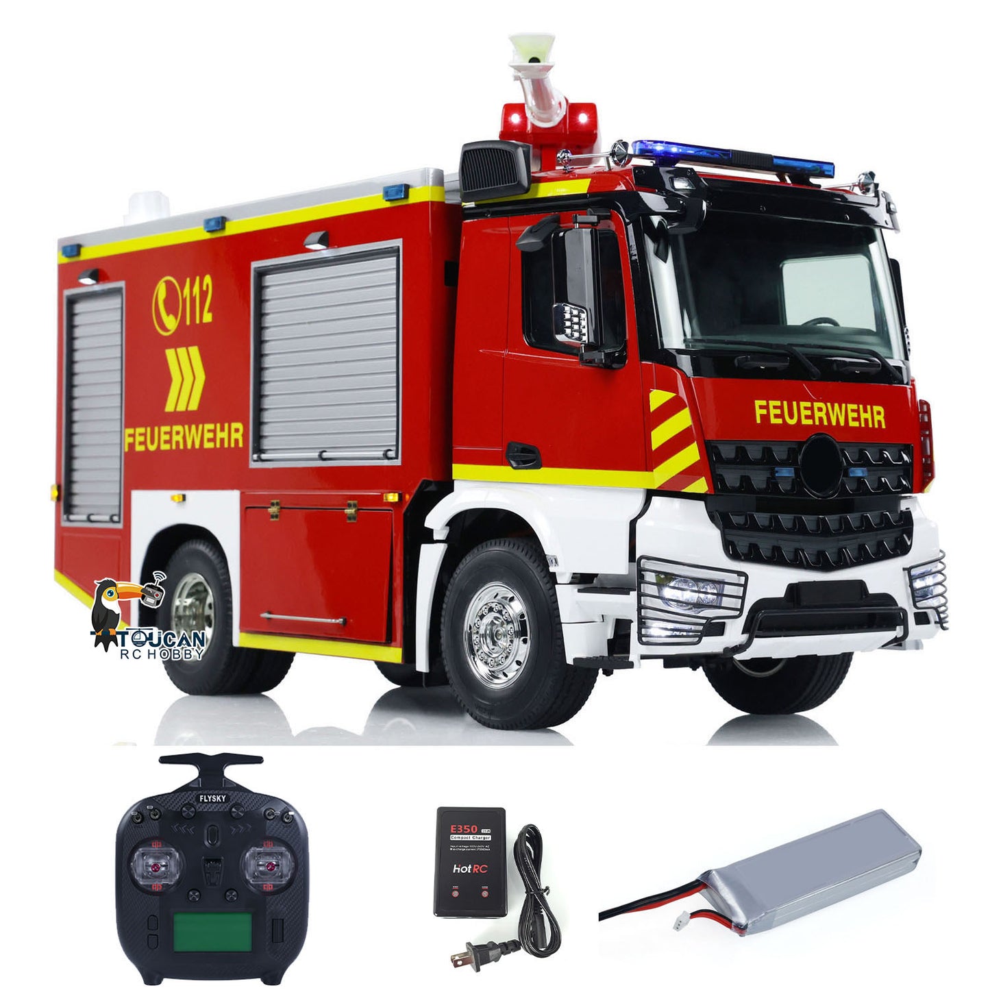 1/14 RC Fire Fighting Truck 4x2 Electric Car Wireless Control Fire Vehicle Assembled and Painted Model Water Spray