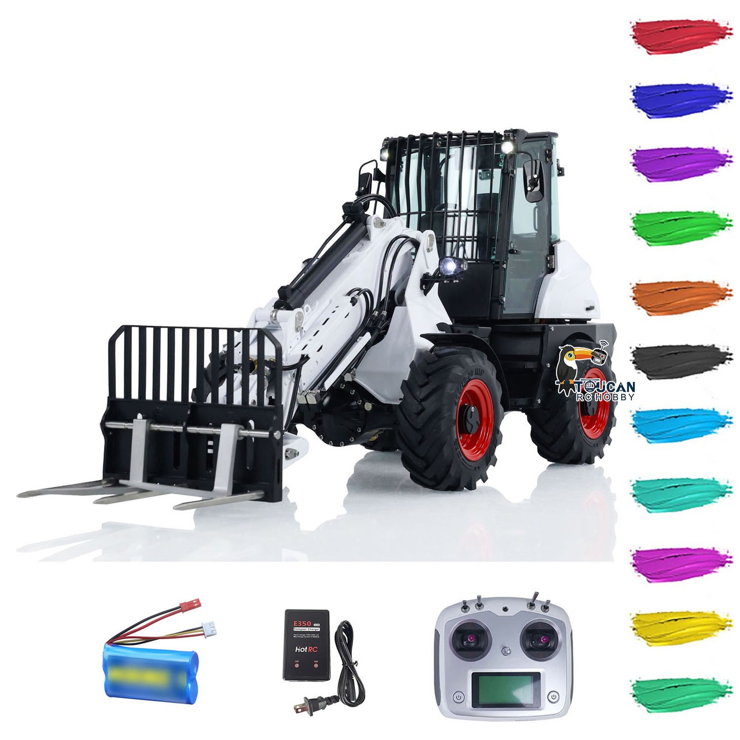 LESU 1/14 Hydraulic RC Loader Truck AT1050 Telescopic Arm Fork Painted Car Model Light Sound System PNP/RTR Optional Ver