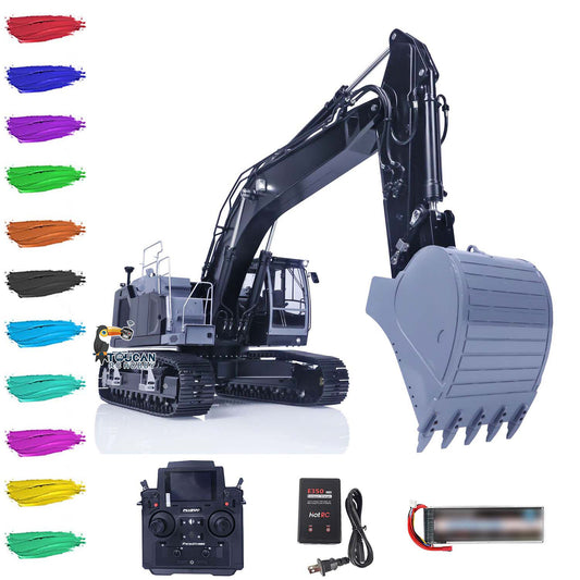 1/14 Metal LESU LR945 RC Hydraulic Excavator Remote Controlled Digger Assembled Painted Model PL18EV Lite ESC Servo