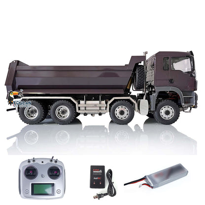 LESU 8x8 Hydraulic RC Dump Truck 1/14 RTR Metal Radio Control Tipper Car Model Assembled and Painted LED Light Sound System