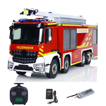 1/14 Metal Chassis RTR Rescue Fire Vehicle 8x4 RC High-reach Snozzle Fire Truck ST8 Radio System Battery 3363 Model Car