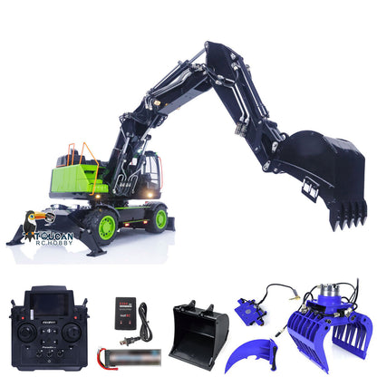 1/14 Metal EC380 MTModel RC Excavator Hydraulic Wheeled Radio Control Engineering Vehicle Grab Tiltable Clamshell Bucket