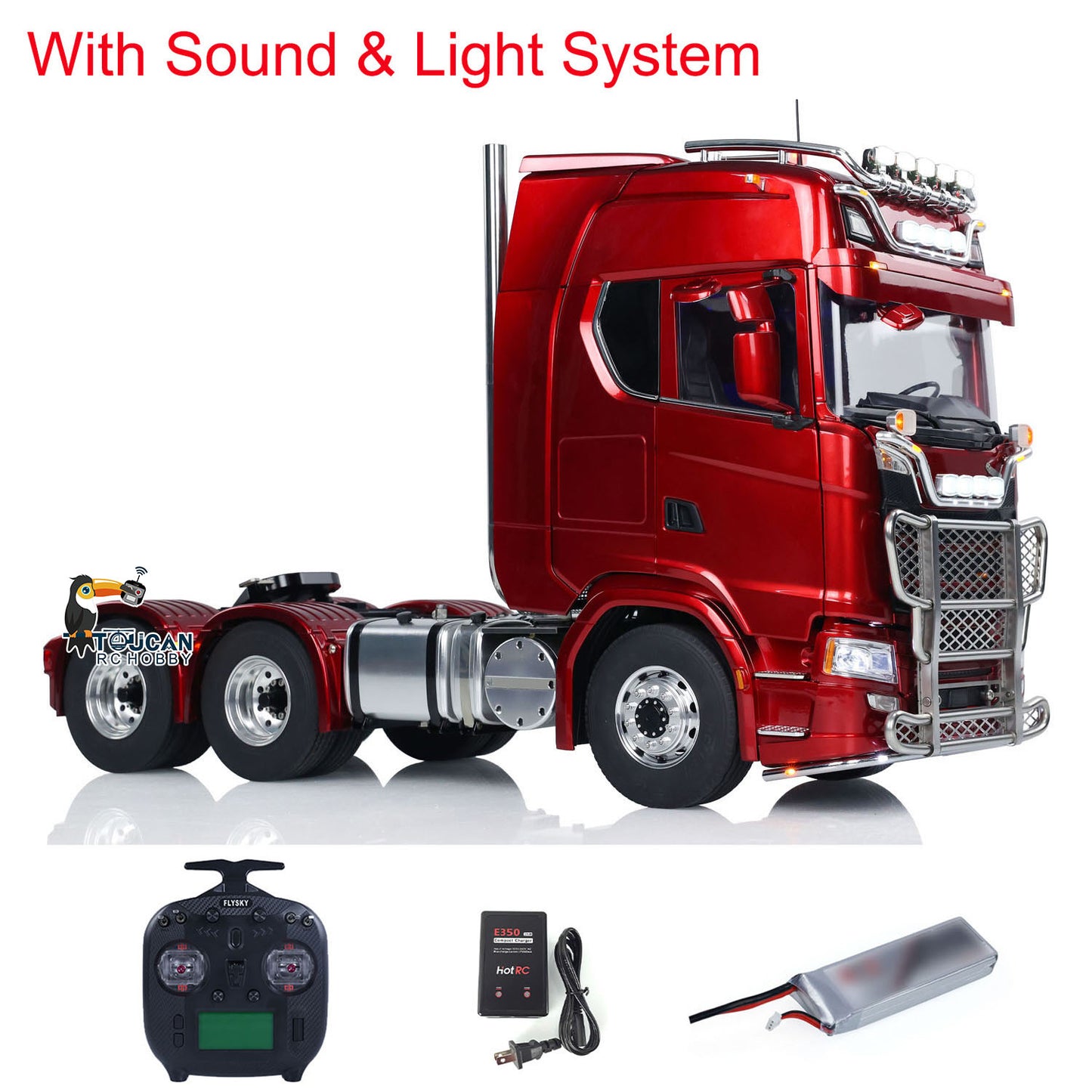 LESU 1/14 RC Tractor Truck 6*6 770S Metal Chassis Light Sound Smoke Differential Lock Axles 2-Speed Assembled