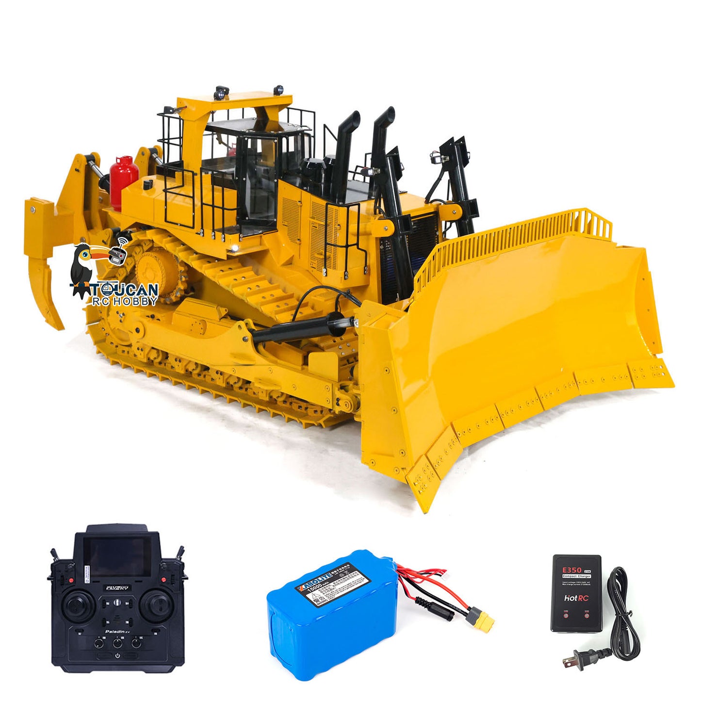 TOUCAN 110KG! D11T 1/10 Scale RC Hydraulic Bulldozer Heavy Duty Metal Radio Controlled Giant Dozers 3 Plows Ready to Run