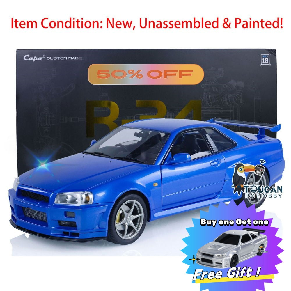 Metal 1/8 Capo Painted RC Racing Car Electric Radio Control High-Speed Drift Vehicles R34 Hobby Model High-Value Collections