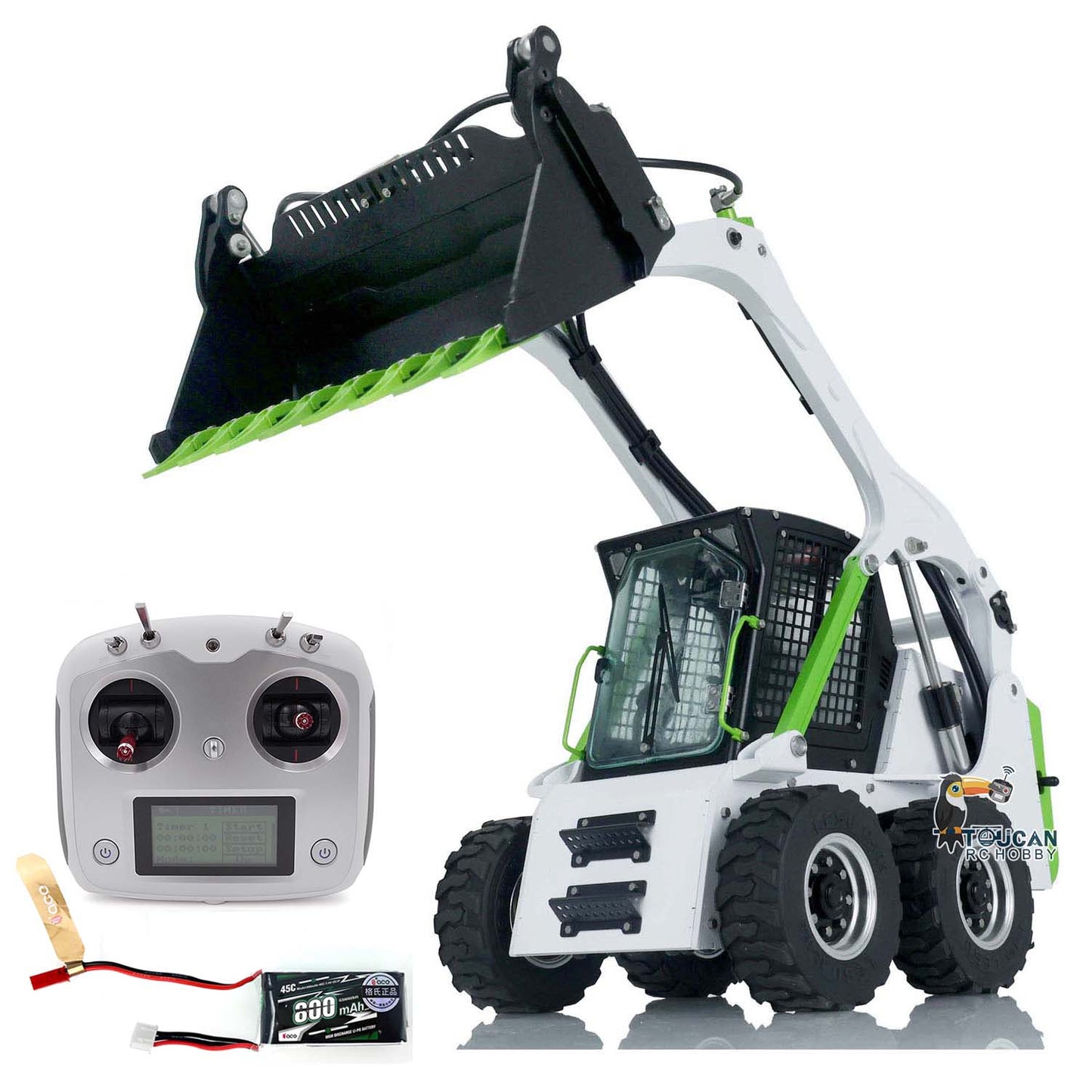 US STOCK LESU 1/14 Wheeled Skid-Steer Loader Hydraulic RC Loader Aoue LT5H I6S Radio Controller Remote Control Construction Vehicles RTR Battery