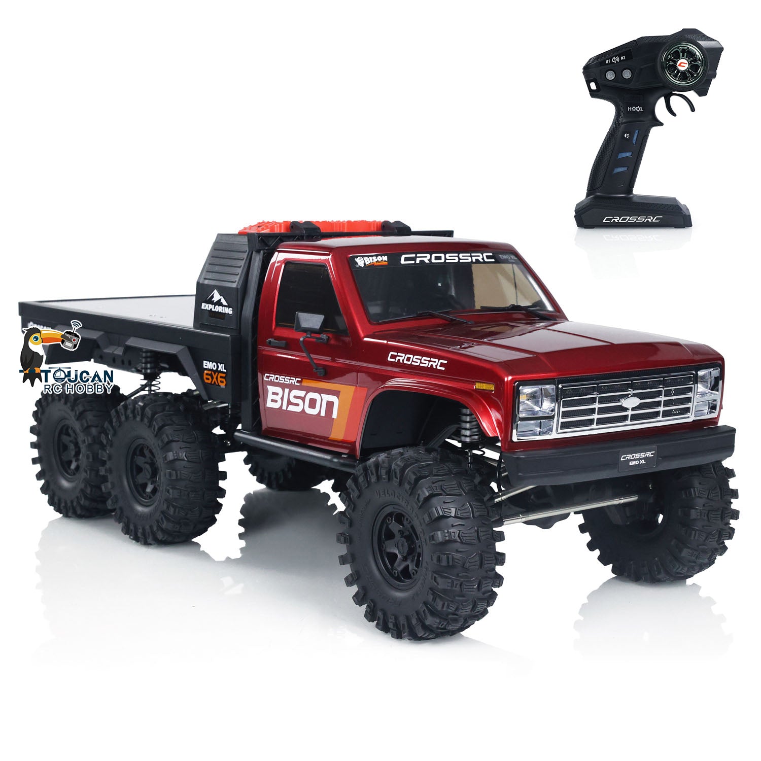 CORSSRC EMO XL 1/8 6WD 6x6 RC Crawler Car Radio Control Off-road Hauler  Vehicles DIY Model Two-speed Transmission 775*302*288mm - Red