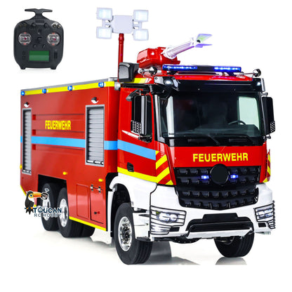 1/14 RC Fire Fighting Truck 6x6 Metal Chassis Remote Control Fire RTR Car Model Assembled and Painted 2-speed Transmission