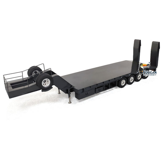 Metal 4 Axles Trailer for 1/14 JDM 189 RC Tractor Remote Controlled Semi-Trailer Truck with Electric Tail-board Painted Assembled