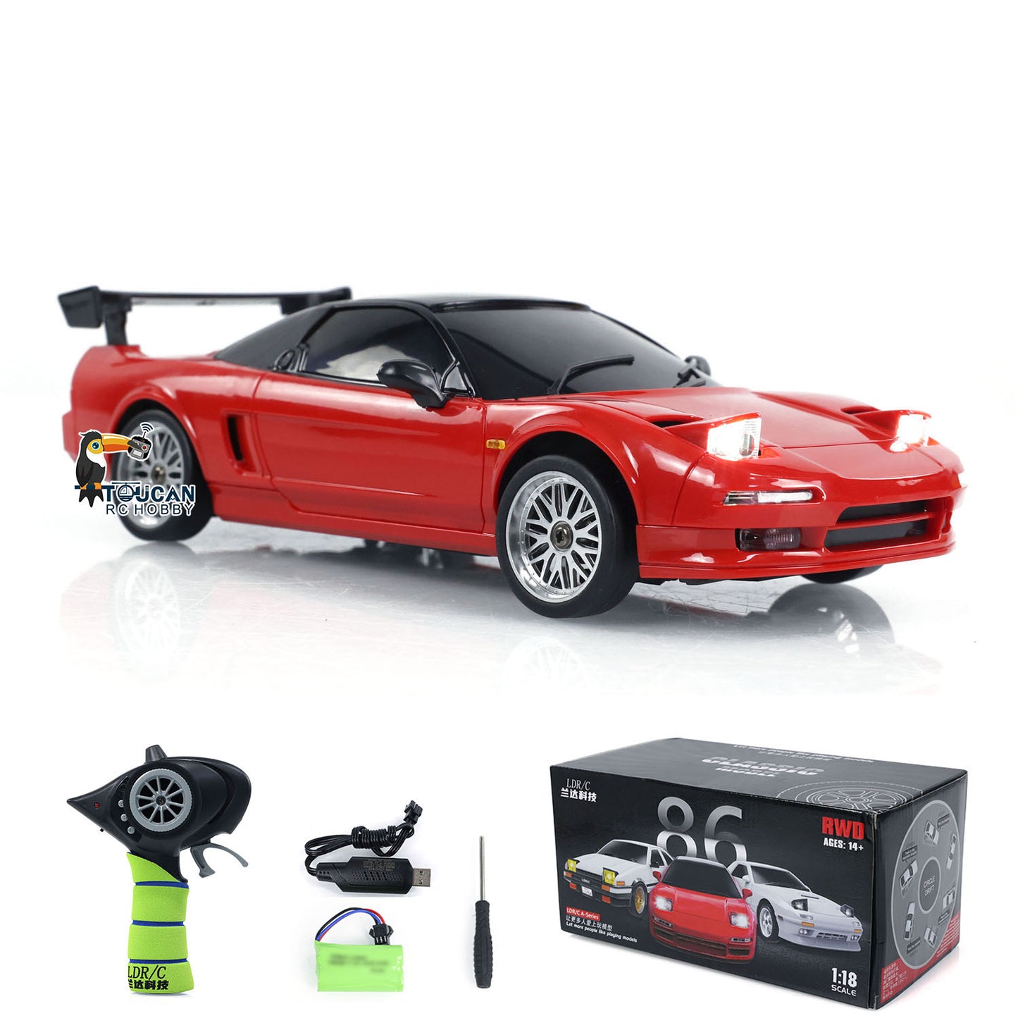 LDRC 1:18 Scale 4x2 LD1803 2WD RC Drift Car Wireless Controlled Racing Sedan DIY Hobby Vehicle Model Gyroscope RTR