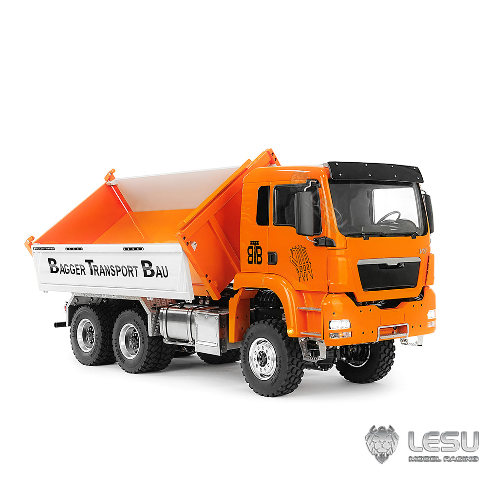 LESU TGS 1/14 RC Hydraulic Dump Truck 6x6 Metal Remote Control Dumper Car Model Three-Way Dumping Emulated Tipper Hobby Models