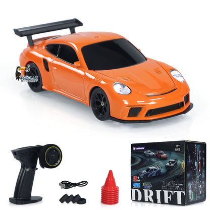 1:43 4WD RC Drift Race Car Remote Control Vehicle Mini Toy Model Car Tyres Traffic Cones Ready to Run Painted and Assembled