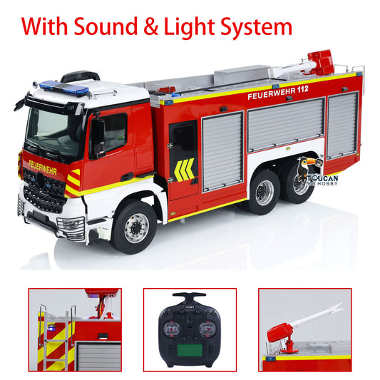 IN STOCK 1/14 Scale 6x4 RC Fire Vehicles Metal Chassis Remote Controlled Fire Fighting Equipment Truck Hobby Model Sound Light System