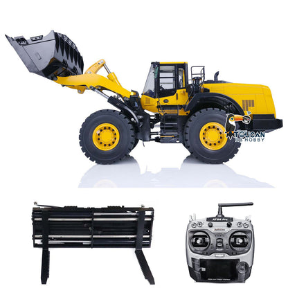 MTMODEL Metal 1/14 RC Hydraulic Loader WA480 Remote Control Heavy Machine Construction Vehicles fork Bucke Tiltable Dozer Blade