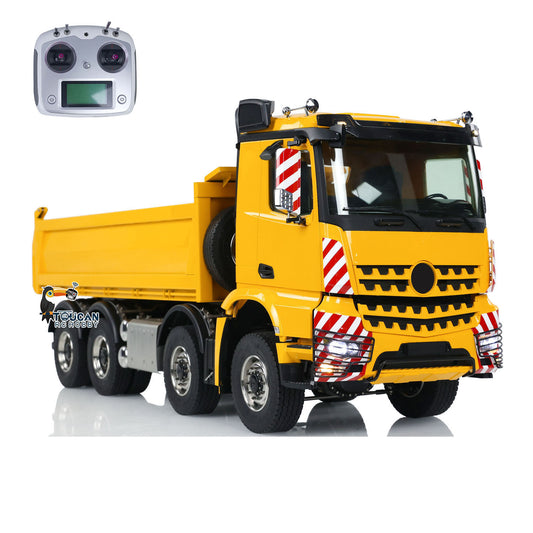 1/14 8x8 RC Hydraulic Dump Truck Metal Radio Control Tipper Car Sounds Lights PNP Painted Assembled Model ESC Servo