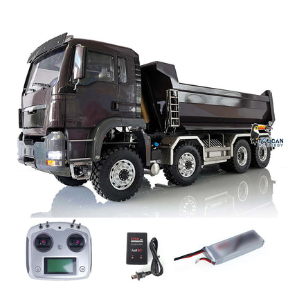 LESU 8x8 Hydraulic RC Dump Truck 1/14 RTR Metal Radio Control Tipper Car Model Assembled and Painted LED Light Sound System