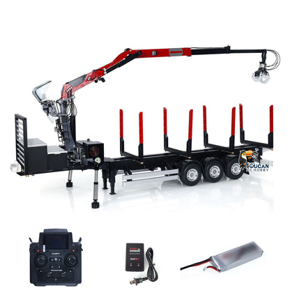 Customized LESU Hydraulic Metal Timber Crane 1/14 RC Log Trailer Flatbed Semi Trailer Painted and Assembled 99*40*20(cm) Light System