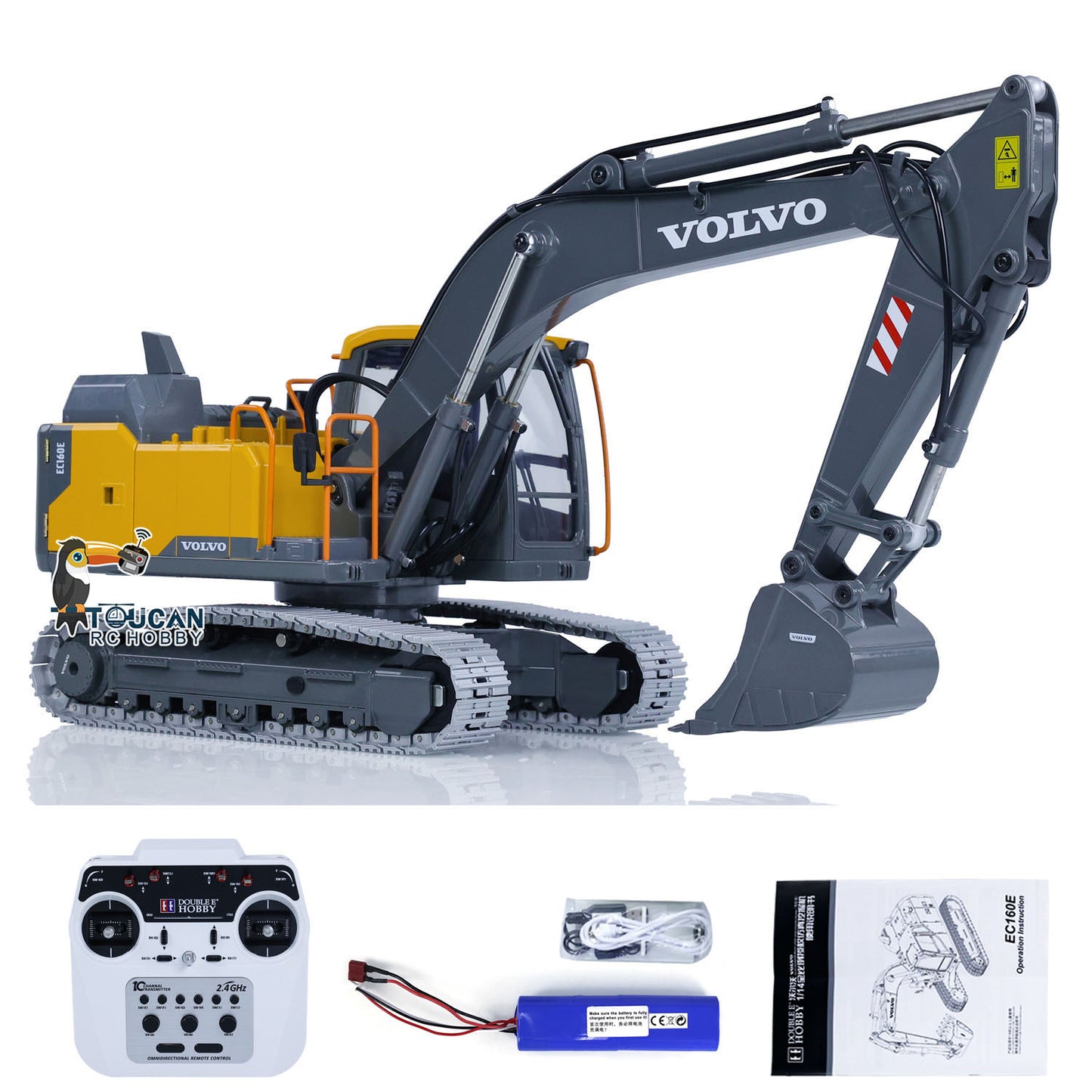 US Stock 1:14 RC Excavator Double E E010 EC160E Digger Full Alloy Metal Radio Controlled Engineering Vehicle Toys Gift for Children Adults