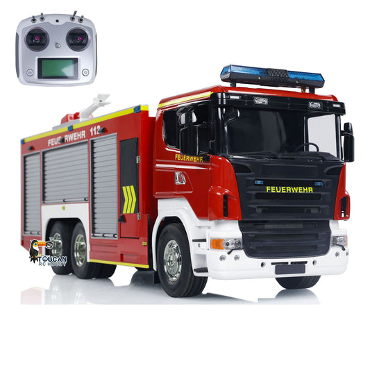 1/14 6x4 RC Fire Vehicles Remote Control Extinguisher Truck Sprinkler RTR Hobby Model Lights Sounds ESC Servo Motor