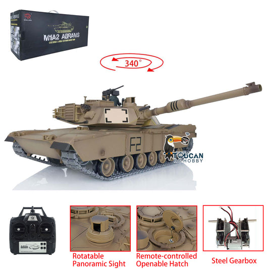 IN STOCK Heng Long 1/16 7.0 3918 RC Tank M1A2 Abrams RTR Commander Panoramic Sight Rotate Upgraded Versions BB pellets HOBBY Models