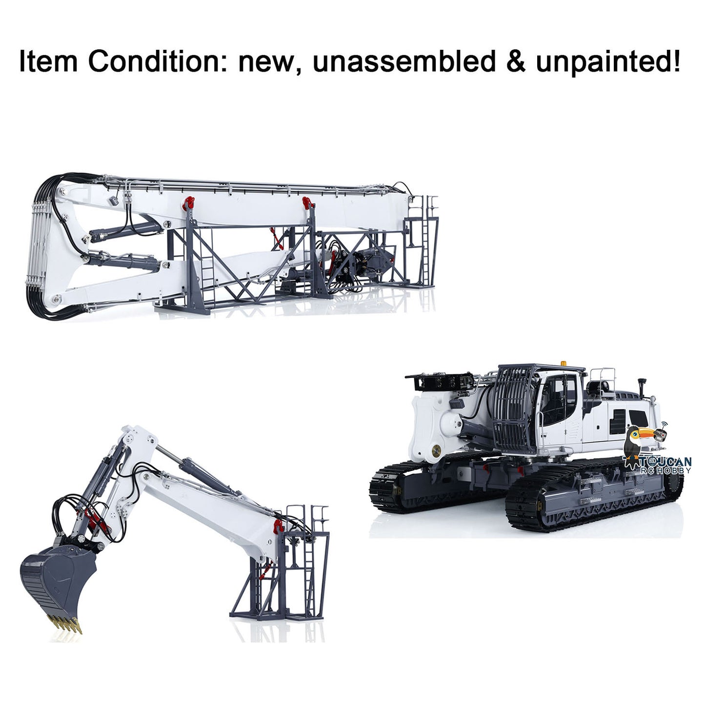 LESU 1/14 RC Full Hydraulic Excavator LR960 KIT DIY Demolition Digging Arm Model 2 Type Arms 13CH Valve Unassembled Unpainted