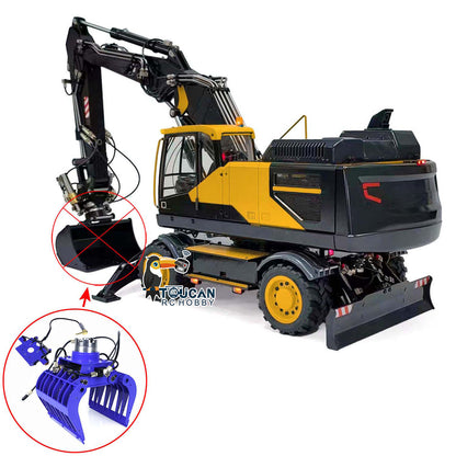 MTModel Metal 1:14 RC Hydraulic Digger 3-Arms EC380 Wheeled Remote Control Excavators Assembled and Painted Motor Servo ESC