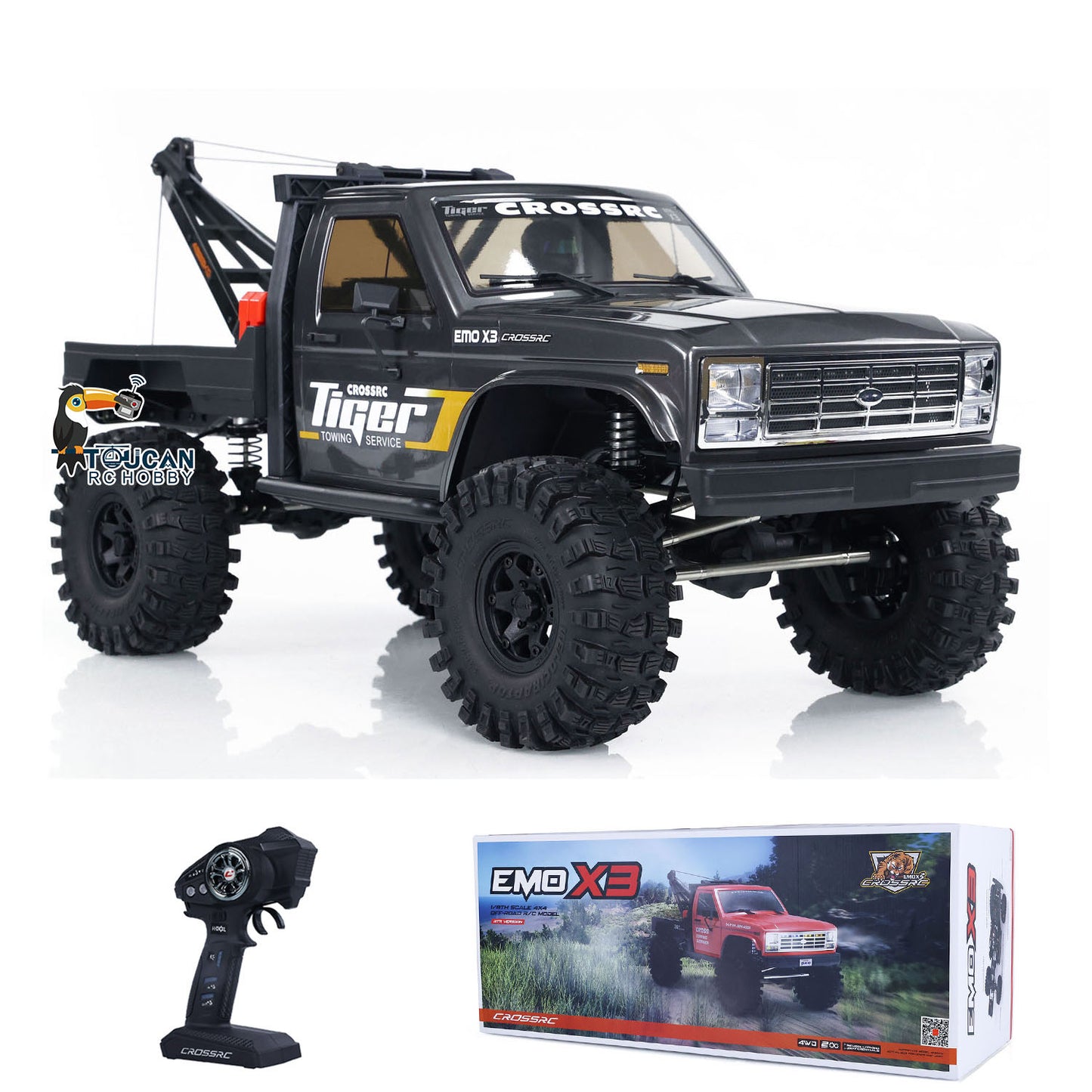 CORSSRC 1/8 4WD EMO X3 RC Towing Rescue Car 4x4 Remote Control Crawler Vehicle Hobby Model PNP Version Assembled Painted