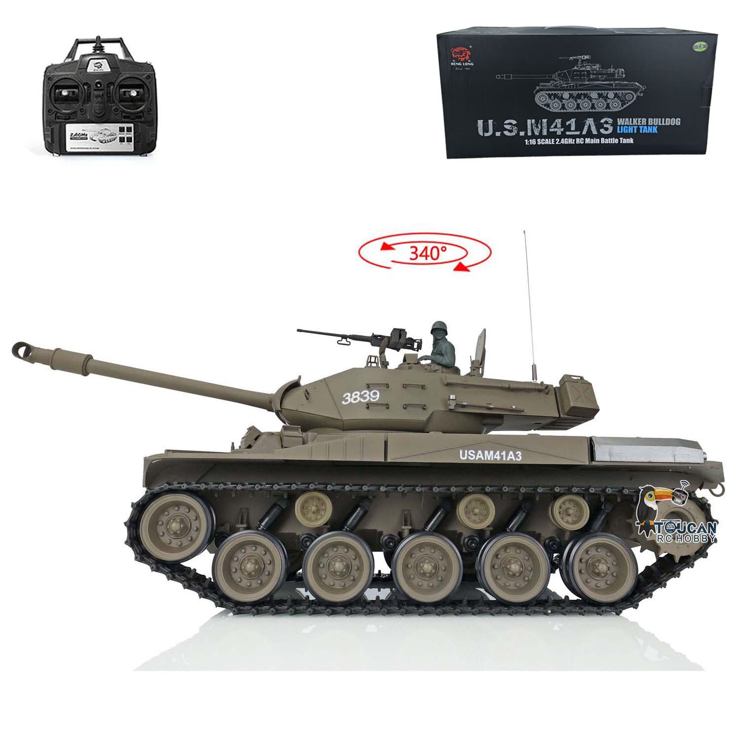 US Stock 2.4Ghz Henglong 1/16 Scale 7.0 Plastic Walker Bulldog RTR RC Tank Remote Control Panzer Military Model 3839 Infrared Combating