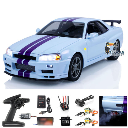 Capo 4WD 1/8 RC Racing Car R34 4x4 High Speed Metal RTR Drift Cars Sound Smoking