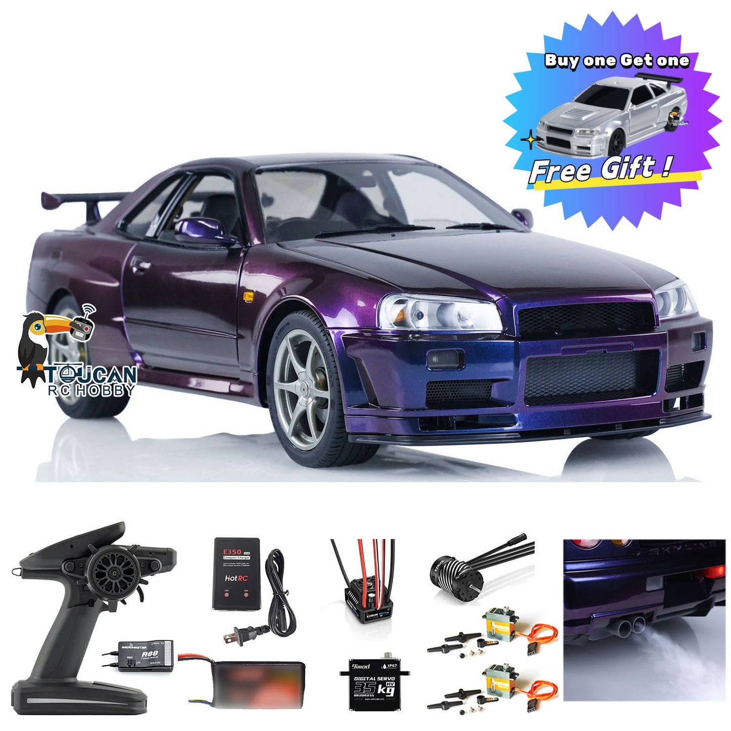 IN STOCK Capo 1/8 Metal 4x4 RC Racing Car Radio Controlled Drift Vehicle Model 4WD R34 RTR High-speed Light Sound