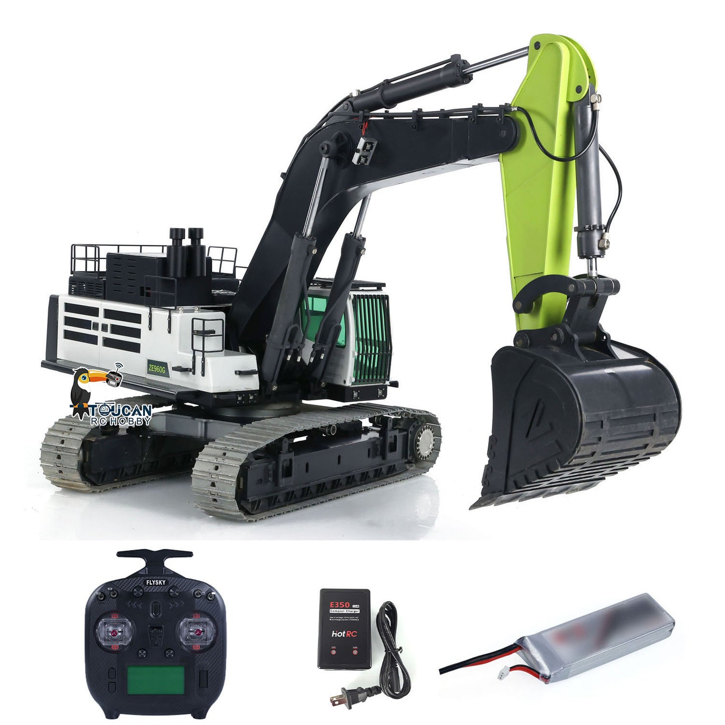 ZOOMLION Metal 1/12 ZE960G RC Hydraulic Excavators Double Pump RTR Radio Control Digger Assembled and Painted Smoke Unit